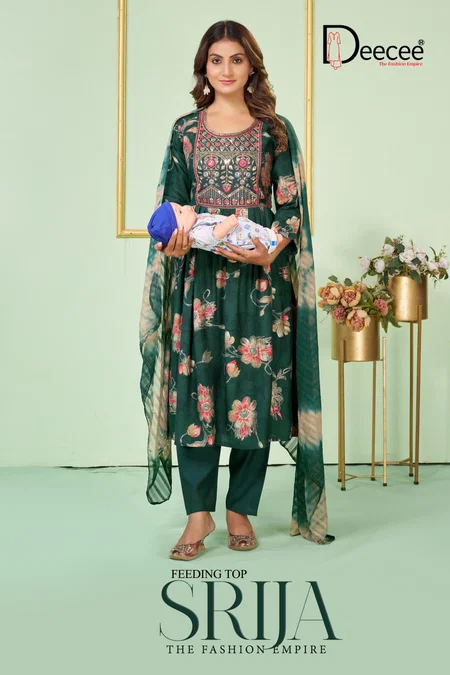 Srija Vol 2 By Deecee Rayon Foil Printed Embroidery Anarkali Kurtis Set